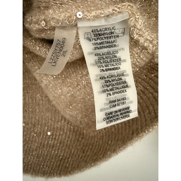 Karl Lagerfeld Women's Speckled Dolman Sleeve Sweater Tan Gold Size Small - Picture 4 of 5